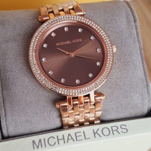 Michael Kors Darci Brown Dial Rose Gold Stainless Steel Strap Watch for Women - MK3217