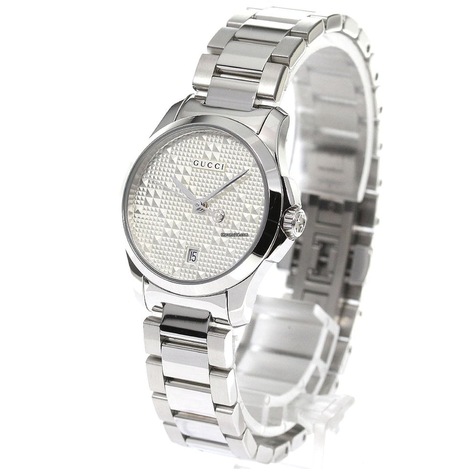 Gucci G Timeless Quartz Silver Dial Silver Steel Strap Watch For Women - YA126551