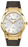 Salvatore Ferragamo F-80 Classic White Dial Brown Leather Strap Watch for Men - SFDT00819