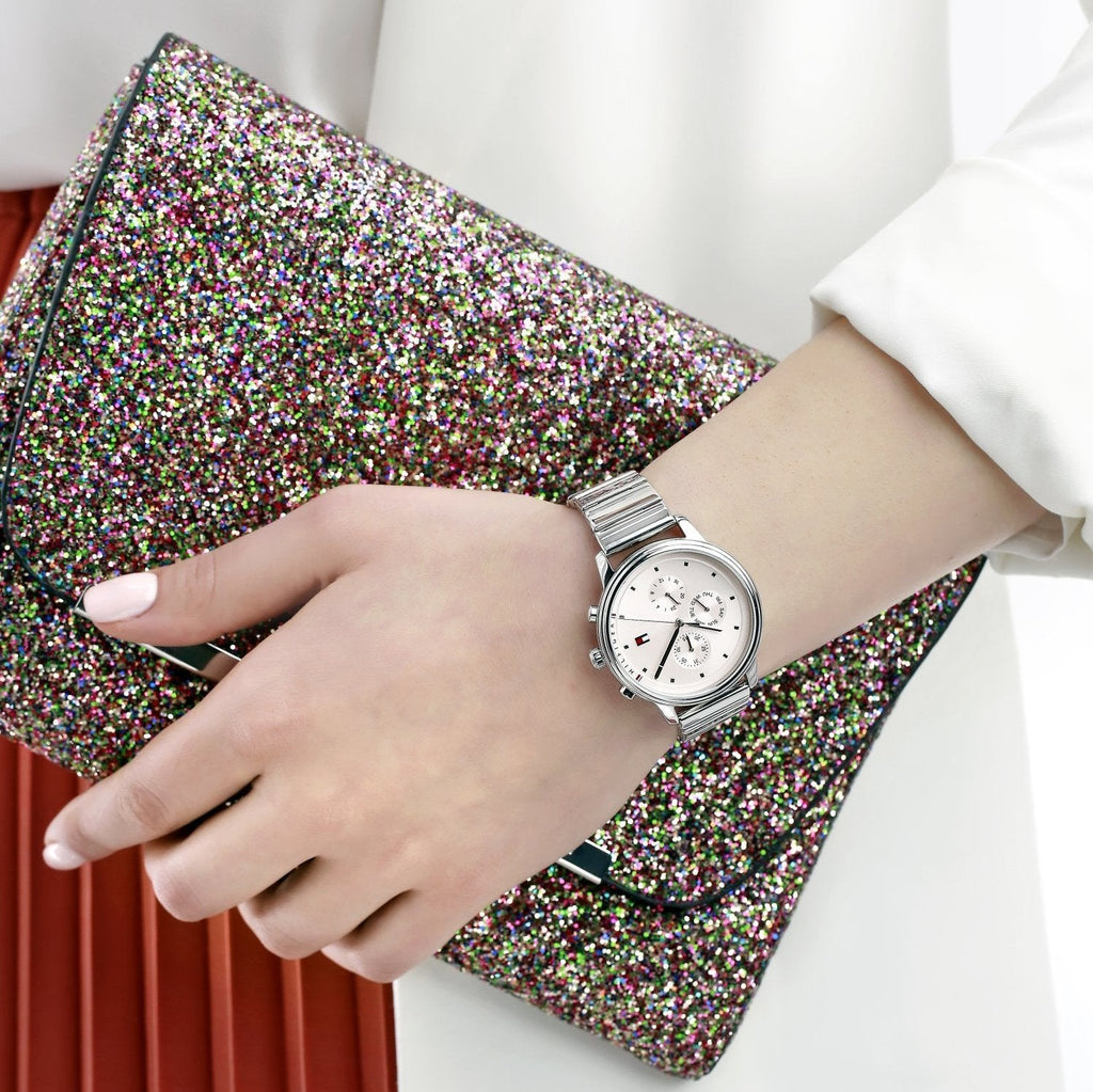 Tommy Hilfiger Blake Pink Dial Silver Steel Strap Watch for Women - 1781904