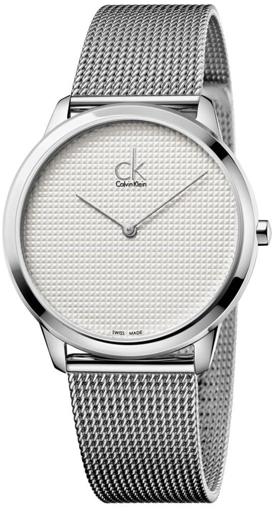 Calvin Klein Minimal White Dial Silver Mesh Bracelet Watch for Men - K3M2112Y