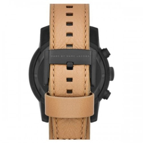 Marc Jacobs Larry Chronograph Black Dial Brown Leather Strap Watch for Men - MBM5053