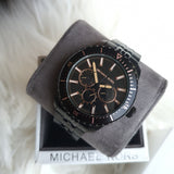 Michael Kors Cunningham Chronograph Black Dial Black Steel Strap Watch For Men - MK7157