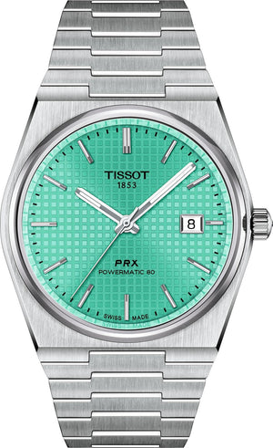 Tissot PRX Powermatic 80 Automatic Mint Green Dial Silver Steel Strap Watch for Men - T137.407.11.091.01