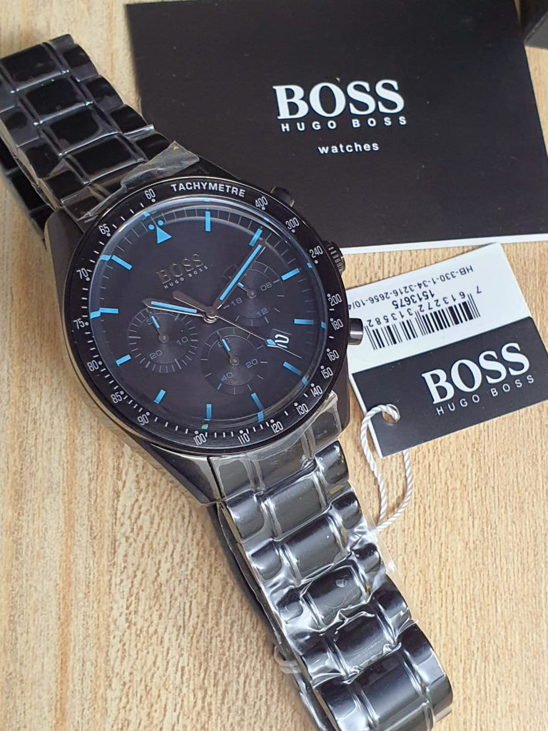Hugo Boss Trophy Black Dial Black Steel Strap Watch for Men - 1513675