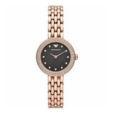 Emporio Armani Rosa Quartz Mother of Pearl Black Dial Rose Gold Steel Strap Watch For Women - AR11372