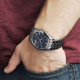Emporio Armani Classic Blue Dial Silver Steel Strap Watch For Men - AR1635