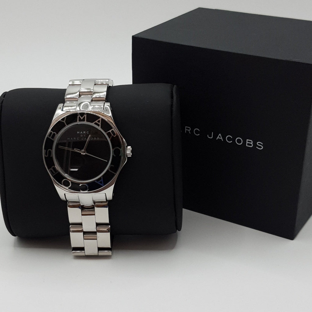 Marc Jacobs Blade Black Dial Silver Steel Strap Watch for Women - MBM3058