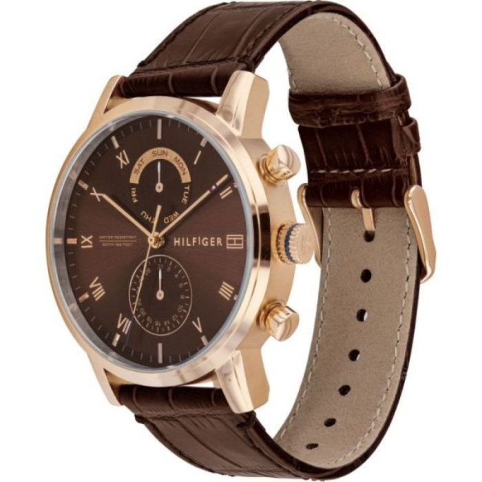 Tommy Hilfiger Kane Brown Dial Brown Leather Strap Watch for Men - 1710400
