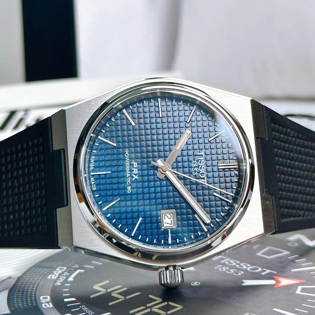 Tissot PRX Powermatic 80 Blue Dial Black Rubber Strap Watch for Men - T137.407.17.041.00