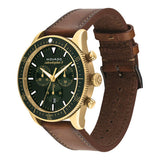 Movado Heritage Chronograph Green Dial Brown Leather Strap Watch For Men - 3650062