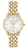 Coach Delancey Slim Silver Dial Gold Steel Strap Watch For Women - 14502782