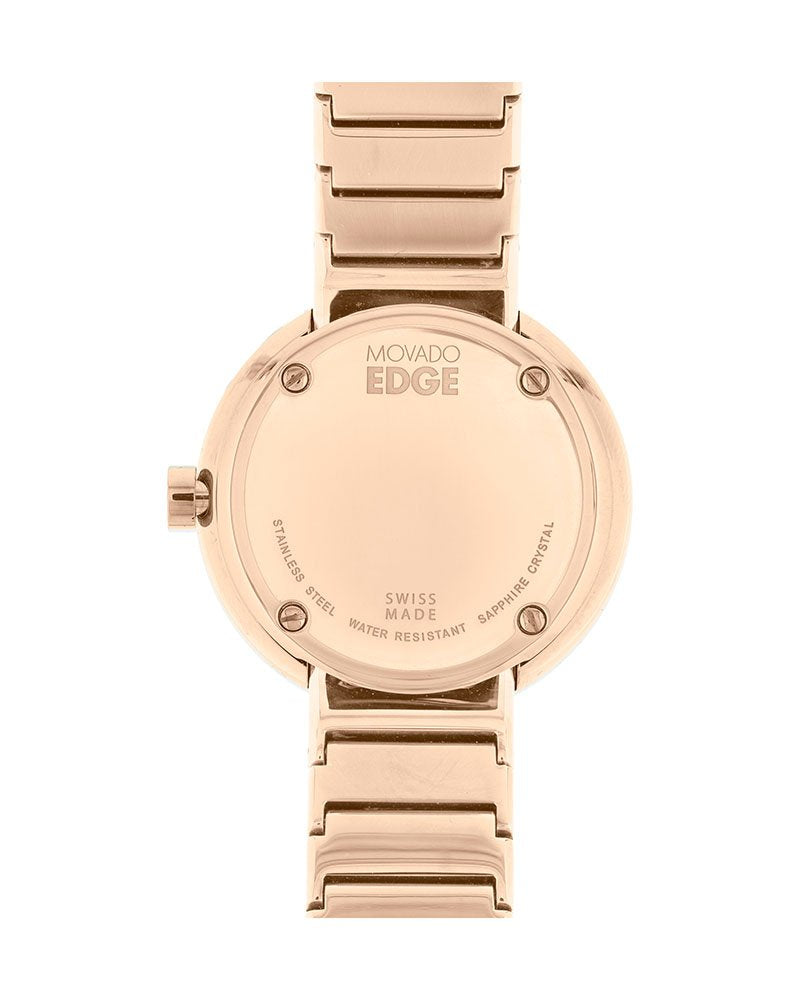 Movado Edge Rose Gold Dial Rose Gold Steel Strap Watch for Women - 3680013