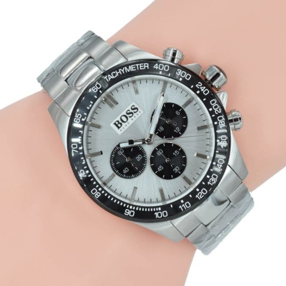 Hugo Boss Ikon White Dial Silver Steel Strap Watch for Men - 1512964