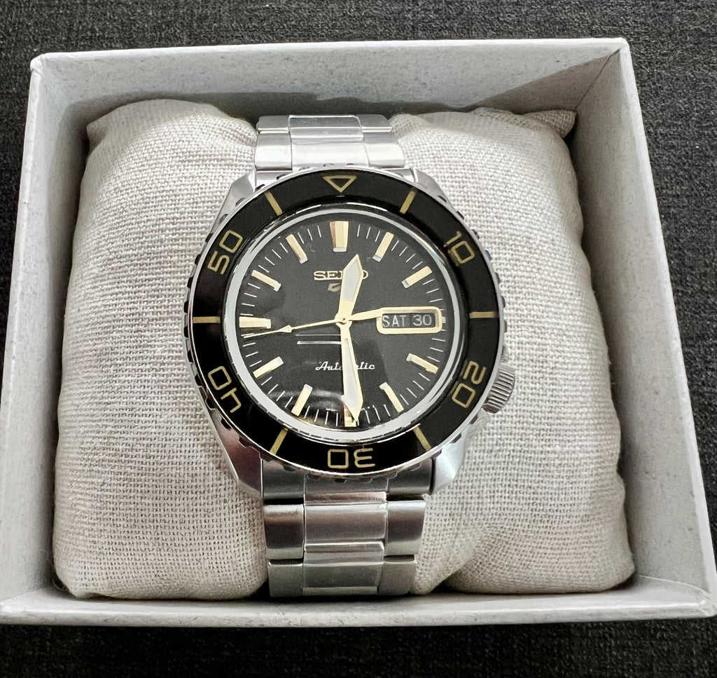 Seiko 5 Sport Automatic SKX Series Black Dial Silver Steel Strap Watch for Men - SRPK99K1