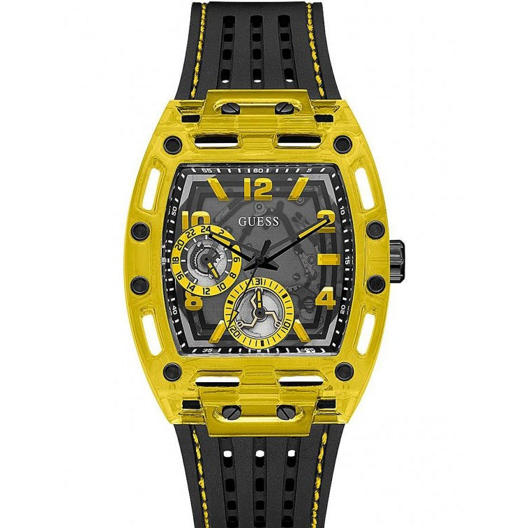 Guess Phoenix Chronograph Black Dial Black Rubber Strap Watch for Men - GW0499G2