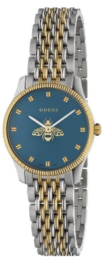 Gucci G Timeless Quartz Blue Dial Two Tone Steel Strap Watch For Women - YA1265029