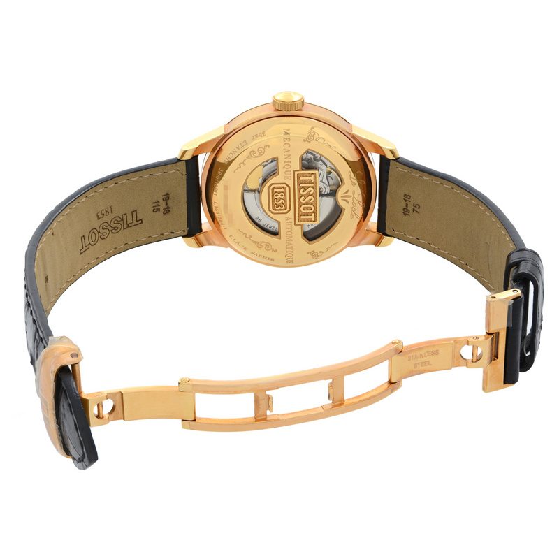 Tissot T Classic Le Locle Automatic Black Dial Black Leather Strap Watch For Men - T41.5.423.53