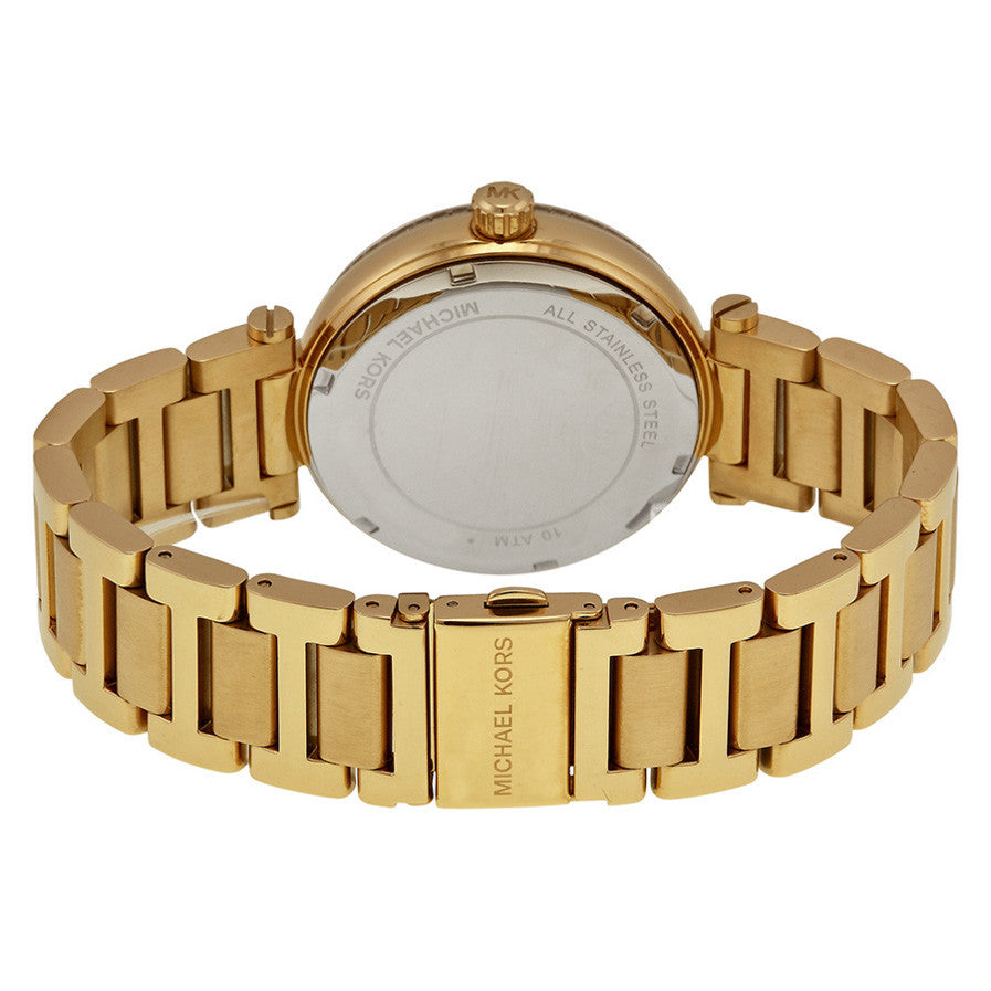 Michael Kors Skylar Black Dial Gold Steel Strap Watch for Women - MK5989