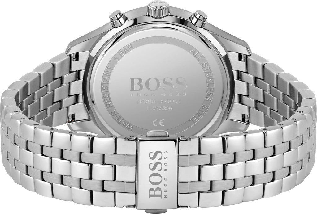 Hugo Boss Associate Black Dial Silver Steel Strap Watch for Men - 1513869