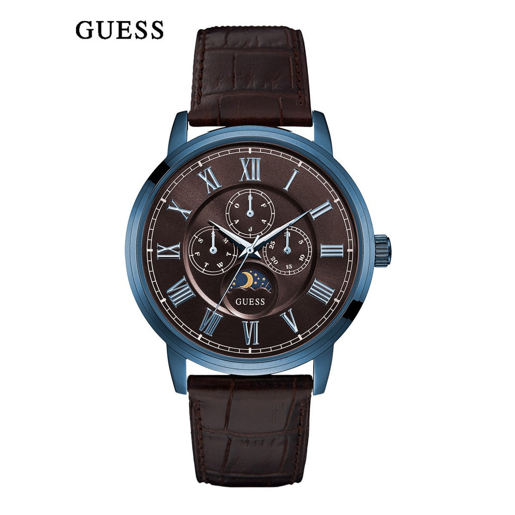 Guess Delancy Analog Brown Dial Brown Leather Strap Watch For Men - W0870G3