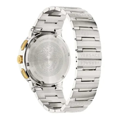 Versace Greca Quartz Blue Dial Silver Steel Strap Watch For Men - VEZ900221