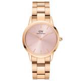 Daniel Wellington Iconic Link Unitone Rose Gold Dial Rose Gold Steel Strap Watch For Women - DW00100401