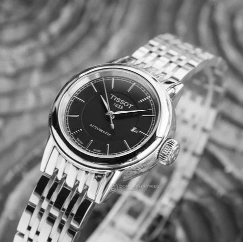 Tissot Carson Automatic Black Dial Silver Steel Strap Watch For Women - T085.207.11.051.00
