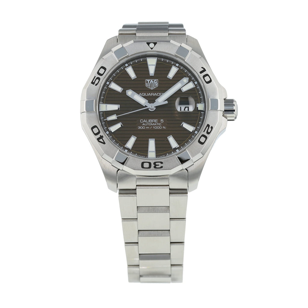 Tag Heuer Aquaracer Calibre 5 Automatic Sunray Brown Dial Silver Steel Strap Watch for Men - WAY2018.BA0927