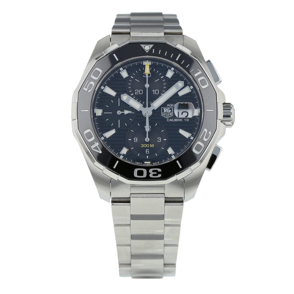 Tag Heuer Aquaracer Calibre 16 Day-Date Black Dial Silver Steel Strap Watch for Men - CAY211A.BA0927