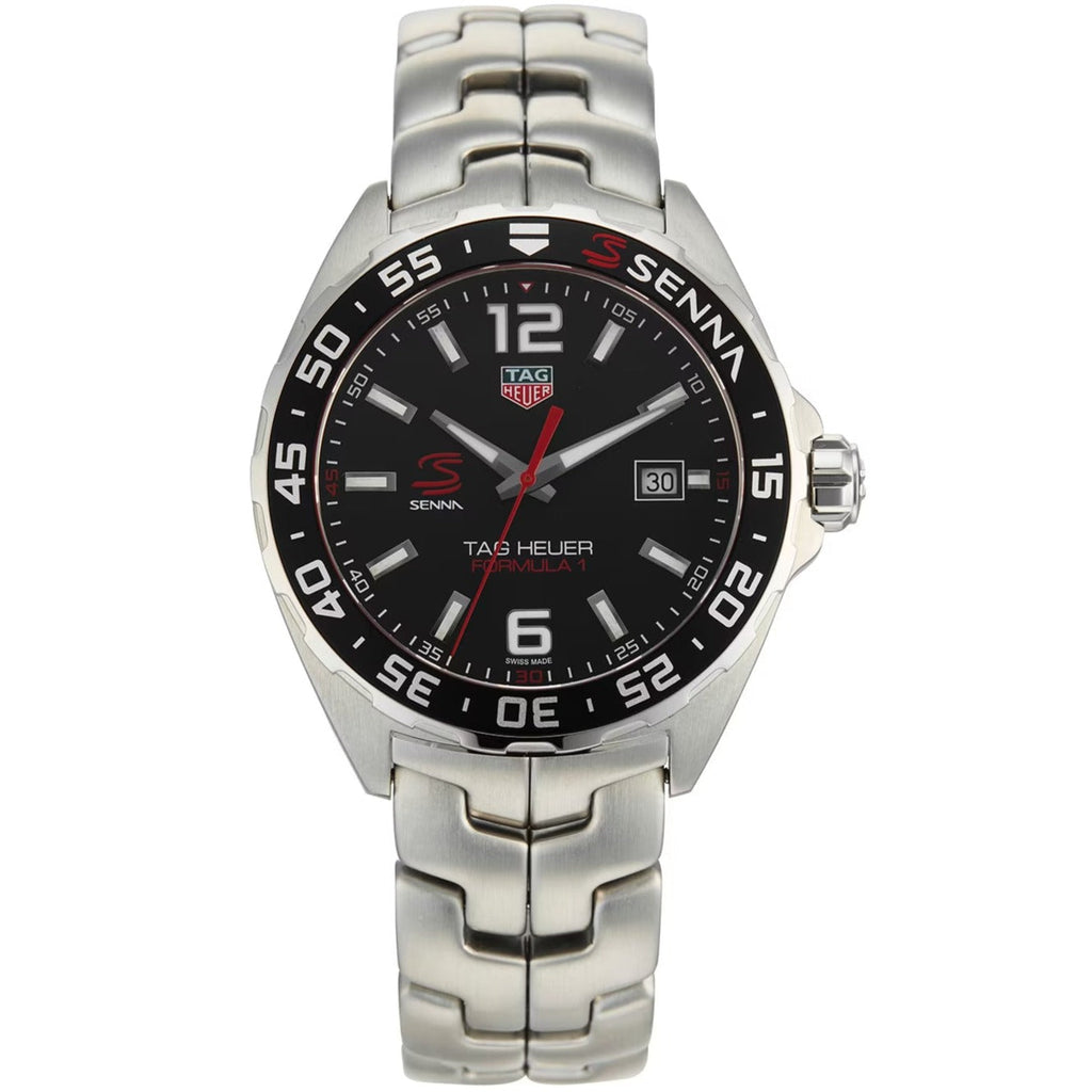 Tag Heuer Formula 1 Senna Limited Edition Black Dial Silver Steel Strap Watch for Men - WAZ1012.BA0883
