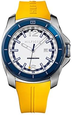 Tommy Hilfiger Windsurf White Dial Yellow Rubber Strap Watch for Men - 1791115