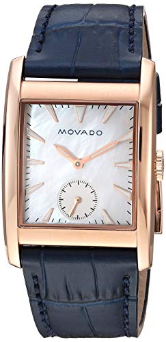 Movado Heritage Mother of Pearl White Dial Blue Leather Strap Watch For Women - 3650052