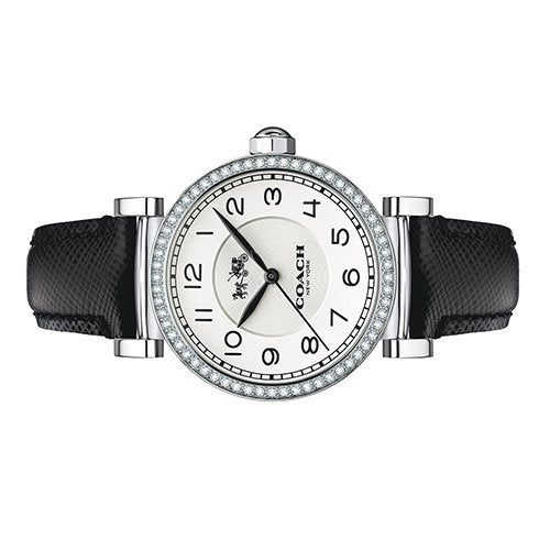 Coach Madison White Dial Black Leather Strap Watch for Women - 14502399