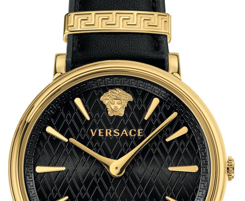 Versace V Circulus Quartz Black Dial Black Leather Strap Watch for Women - VBP12017