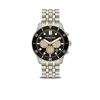 Michael Kors Cunningham Chronograph Black Dial Two Tone Steel Strap Watch For Men - MK8964