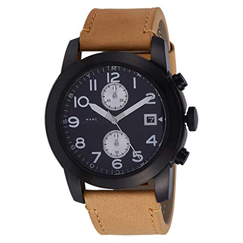 Marc Jacobs Larry Chronograph Black Dial Brown Leather Strap Watch for Men - MBM5053