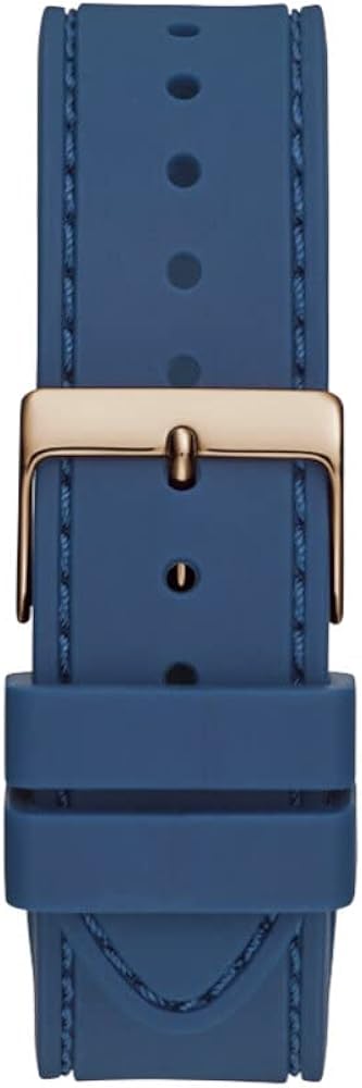 Guess Multifunction Crystals Rose Gold Dial Blue Rubber Strap Watch For Women - GW0439L4