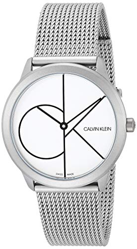 Calvin Klein Minimal White Dial Silver Mesh Bracelet Watch for Women - K3M5215X