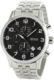 Hugo Boss Aeroliner Chronograph Quartz Black Dial Silver Steel Strap Watch For Men - HB1512446