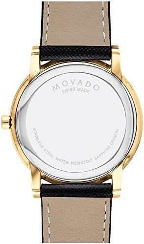 Movado Museum Classic Quartz Black Dial Black Leather Strap Watch for Men - 0607195