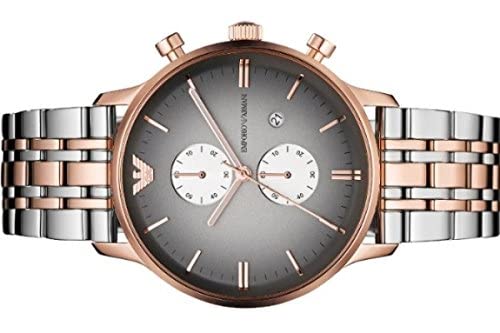 Emporio Armani Gianni Chronograph Grey Dial Two Tone Steel Strap Watch For Men - AR1721