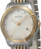 Gucci G Timeless Diamonds Mother of Pearl Dial Two Tone Mesh Bracelet Watch for Women - YA126513
