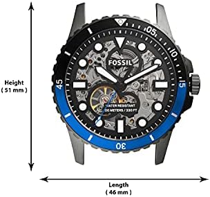 Fossil FB-01 Automatic Skeleton Black Dial Grey Steel Strap Watch for Men - ME3201