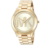 Michael Kors Slim Runway Analog Gold Dial Gold Steel Strap Watch For Women - MK3739