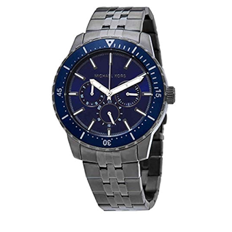Michael Kors Chronograph Cunningham Multifunction Blue Dial Grey Steel Strap Watch For Men - MK7155