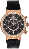 Swarovski Citra Sphere Chronograph Black Dial Black Leather Strap Watch for Women - 5055209