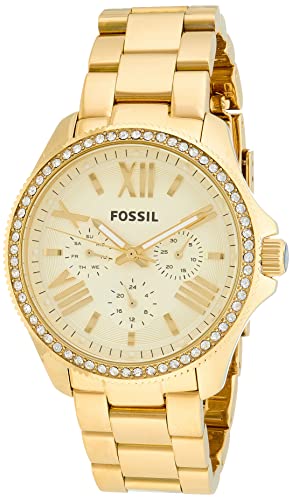 Fossil Cecile Chronograph Gold Dial Gold Steel Strap Watch for Women - AM4482