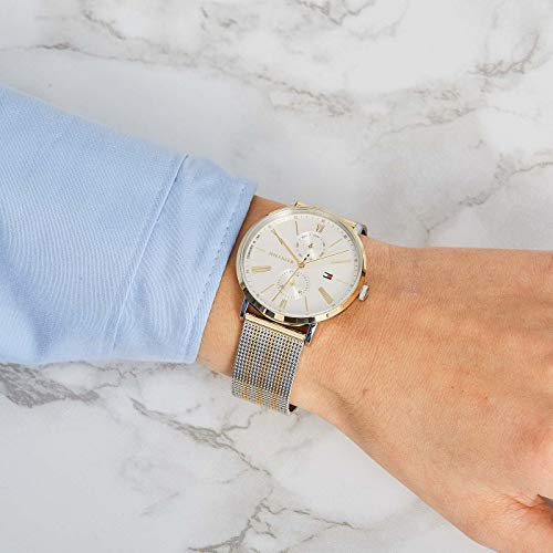 Tommy Hilfiger Jenna Quartz White Dial Two Tone Mesh Bracelet Watch for Women  - 1782074