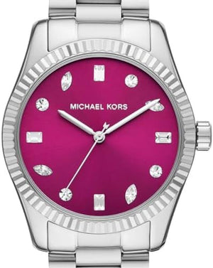 Michael Kors Lexington Three-Hand Pink Dial Silver Steel Strap Watch For Women - MK7443